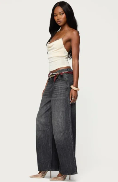 Edikted Khloey Plunge Cowl Neck Chain Crop Halter Top In Neutral