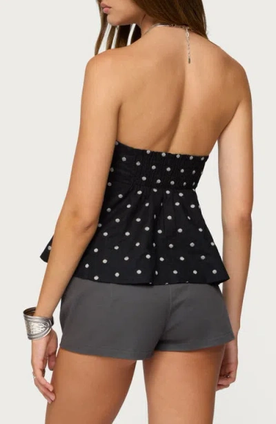 Edikted Izzey Polka Dot Strapless Babydoll Top In Black