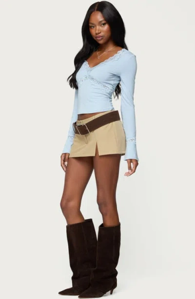 Edikted Mathilda Lacey Bell Sleeve Top In Blue