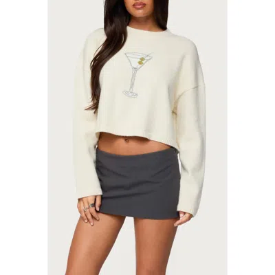 Edikted Martini Club Crewneck Sweater In White