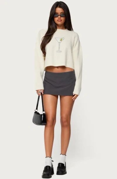 Edikted Martini Club Crewneck Sweater In White