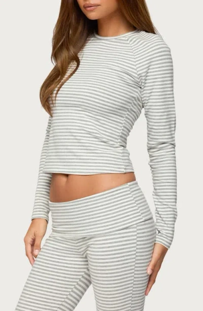 Edikted Kaeli Stripe Crop Cotton Blend Top In White