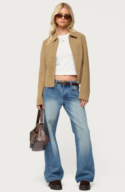 Edikted Cozette Faux Leather Jacket In Brown