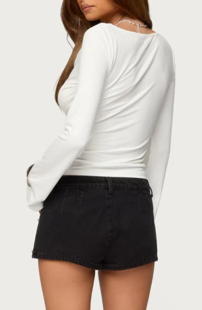Edikted Marilla Cowl Neck Long Sleeve Top In White