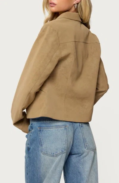 Edikted Cozette Faux Leather Jacket In Brown