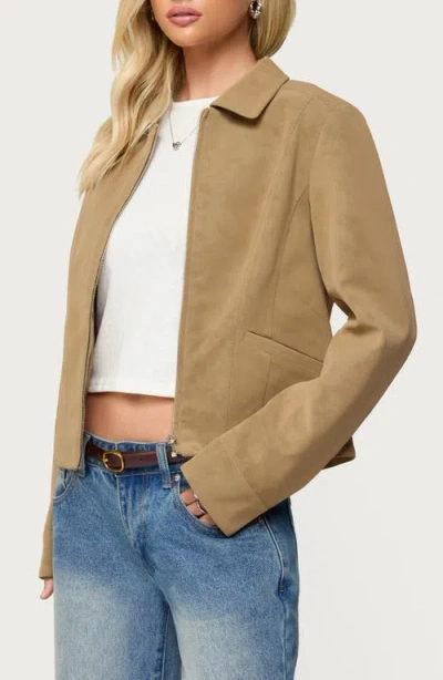 Edikted Cozette Faux Leather Jacket In Brown