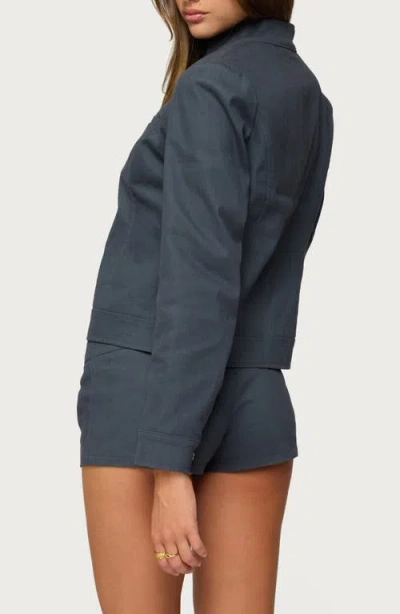 Edikted Kayra Woven Moto Jacket In Gray