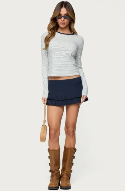 Edikted Brianna Stripe Stretch Cotton T-shirt In Multi