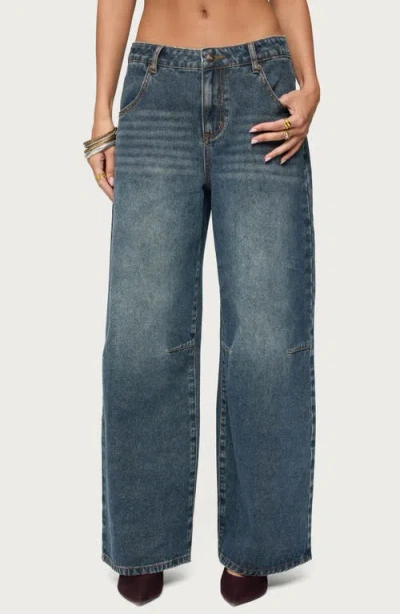 Edikted Santi Low Rise Wide Leg Jeans In Blue