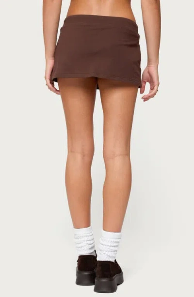Edikted Bayside Stretch Cotton Micro Skort In Brown