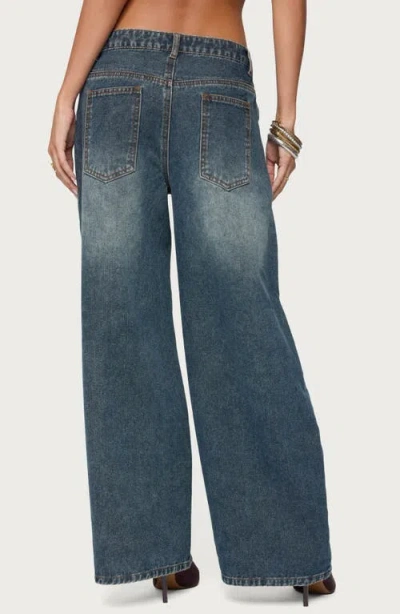 Edikted Santi Low Rise Wide Leg Jeans In Blue