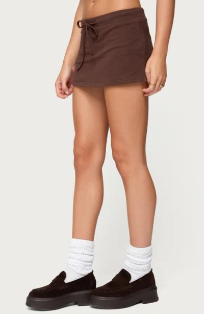 Edikted Bayside Stretch Cotton Micro Skort In Brown