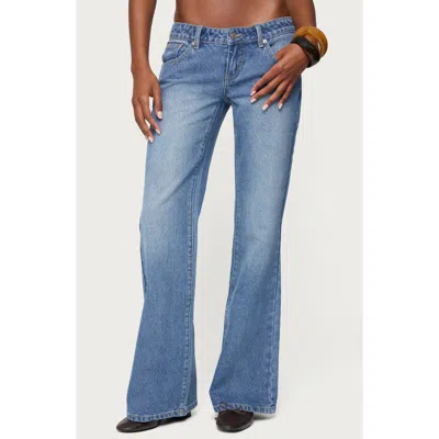 Edikted Kiarah Low Rise Flare Jeans In Blue