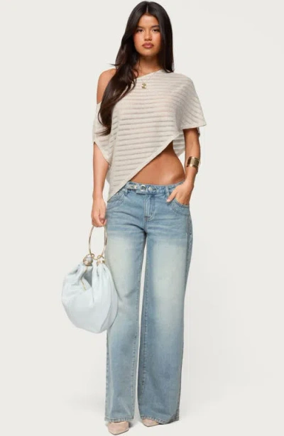 Edikted Loma Metallic Asymmetric One-shoulder Knit Top In Pattern