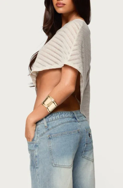 Edikted Loma Metallic Asymmetric One-shoulder Knit Top In Pattern