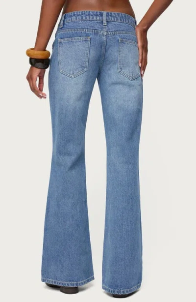 Edikted Kiarah Low Rise Flare Jeans In Blue