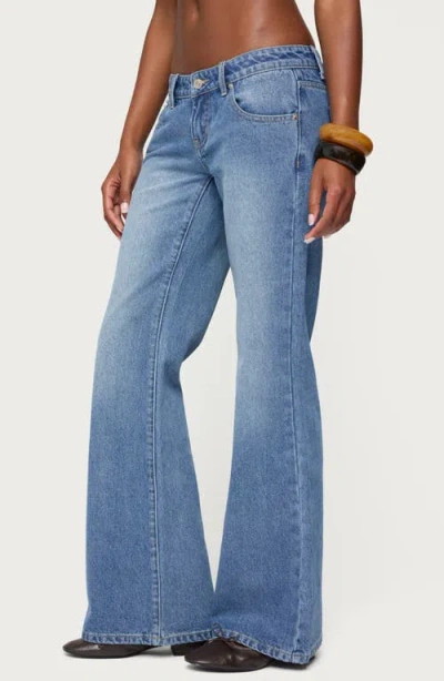 Edikted Kiarah Low Rise Flare Jeans In Blue