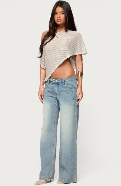 Edikted Loma Metallic Asymmetric One-shoulder Knit Top In Pattern