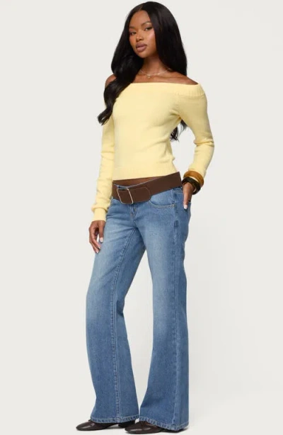 Edikted Kiarah Low Rise Flare Jeans In Blue