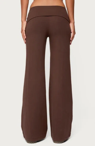 Edikted Wide Leg Fold Over Pants In Brown
