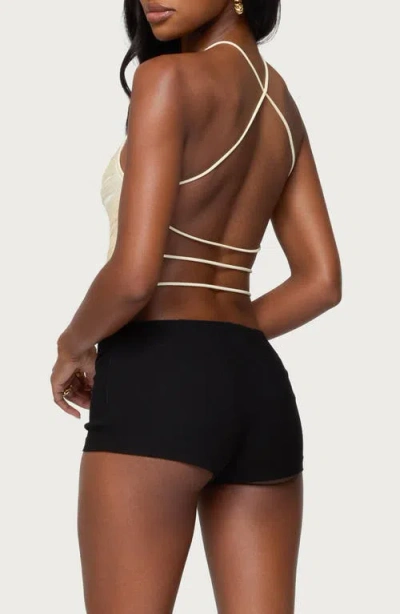 Edikted Kalana Crisscross Backless Fringed Top In White