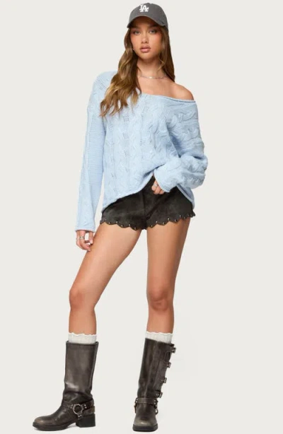Edikted Zarina Studded Faux Suede Shorts In Black