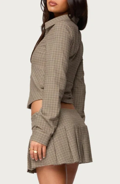 Edikted Lockette Plaid Crop Jacket In Multi