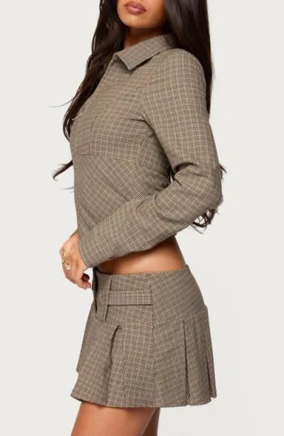 Edikted Lockette Plaid Crop Jacket In Multi
