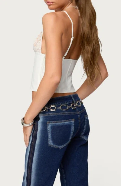 Edikted Keesha Lacey Boned Crop Camisole In White