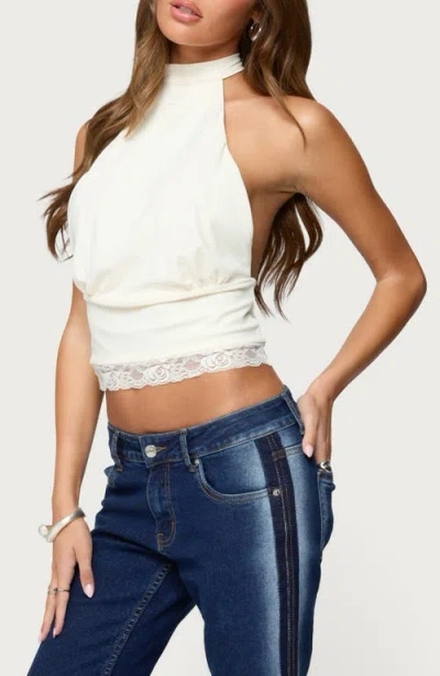 Edikted Sandra Lacey High Neck Halter Top In White