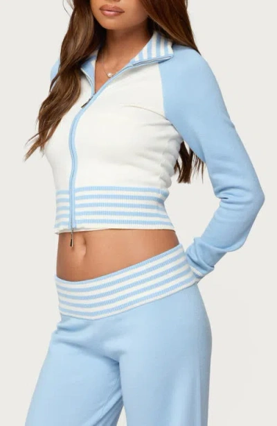 Edikted Clarisse Stripe Contrast Cardigan In Blue