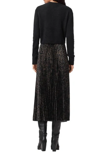 Allsaints Evia Sweater Midi Dress In Black