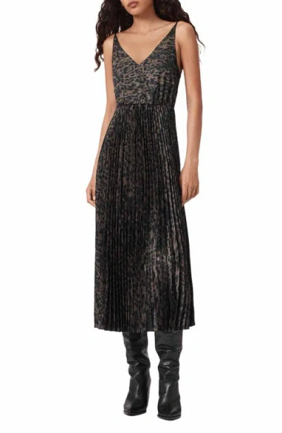 Allsaints Evia Sweater Midi Dress In Black