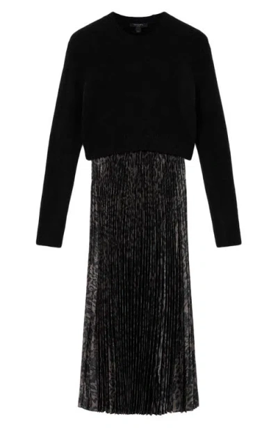 Allsaints Evia Sweater Midi Dress In Black