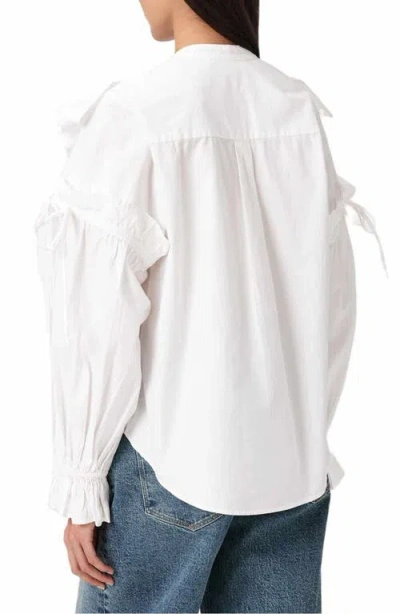 Allsaints Lulu Ruffle Ruched Cotton Button-up Shirt In White