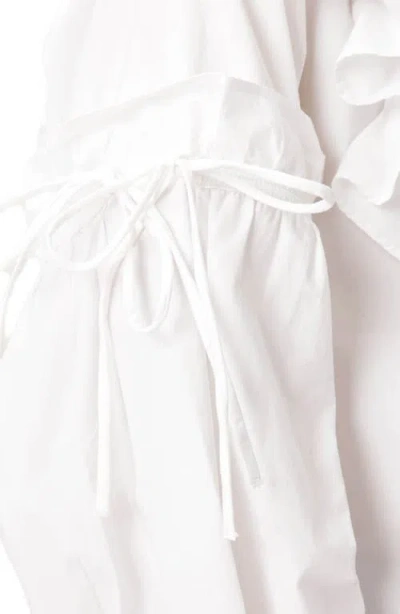 Allsaints Lulu Ruffle Ruched Cotton Button-up Shirt In White