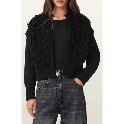 Allsaints Elias Loopy Wool Blend Cardigan In Black