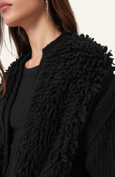 Allsaints Elias Loopy Wool Blend Cardigan In Black