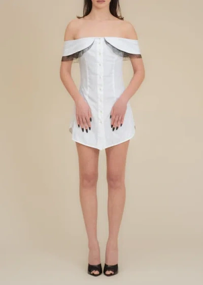 Contessa Mills Peter Lace-trim Poplin Dress In White