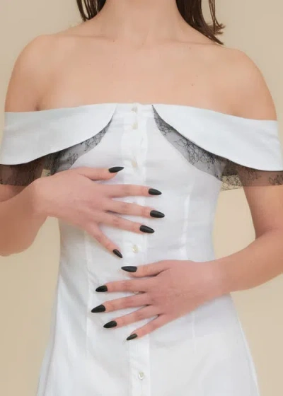 Contessa Mills Peter Lace-trim Poplin Dress In White