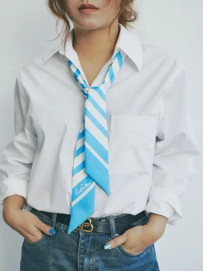 Lost Pattern Nyc "la Mariniere" Silk Skinny Scarf In Multi