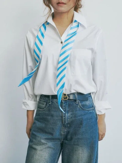 Lost Pattern Nyc "la Mariniere" Silk Skinny Scarf In Multi