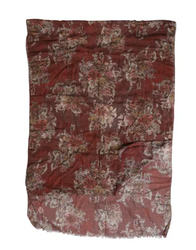 Dolce & Gabbana Maroon Floral Neck Warmer Foulard Scarf In Brown
