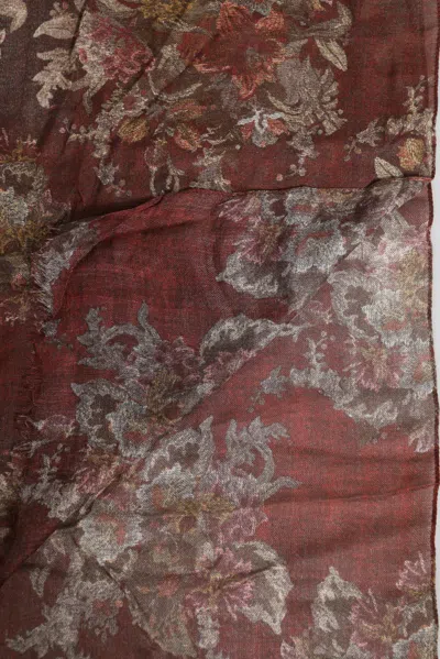 Dolce & Gabbana Maroon Floral Neck Warmer Foulard Scarf In Brown