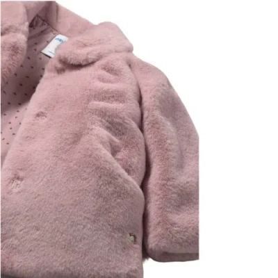 Mayoral Faux Fur Coat In Pink