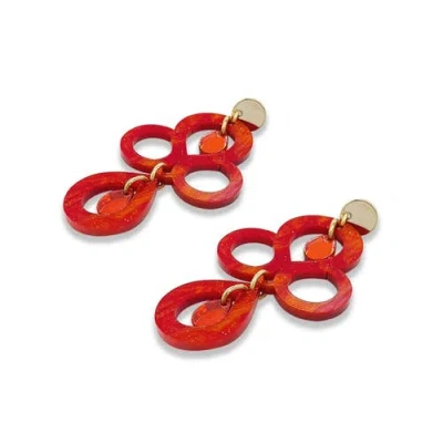 Toolally Petite Batik Earrings In Red