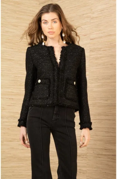 Hale Bob Magdalena Boucle Tweed Jacket In Black