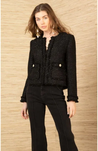 Hale Bob Magdalena Boucle Tweed Jacket In Black