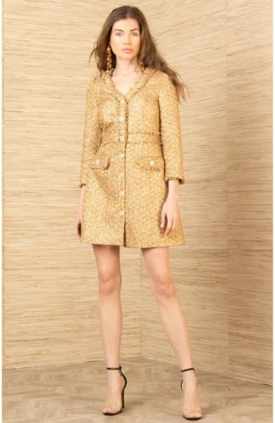 Hale Bob Elina Boucle Tweed Dress In Gold