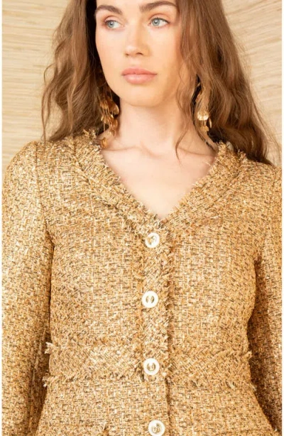 Hale Bob Elina Boucle Tweed Dress In Gold